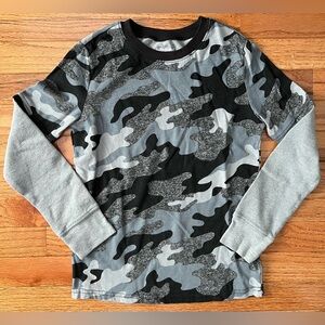 Jumping Beans boys size 8 long sleeved camo with grey sleeves